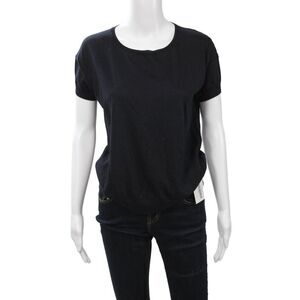 Falconeri Women Black Silk Cotton Short Sleeve Round Neck Basic T-Shirt Size S
